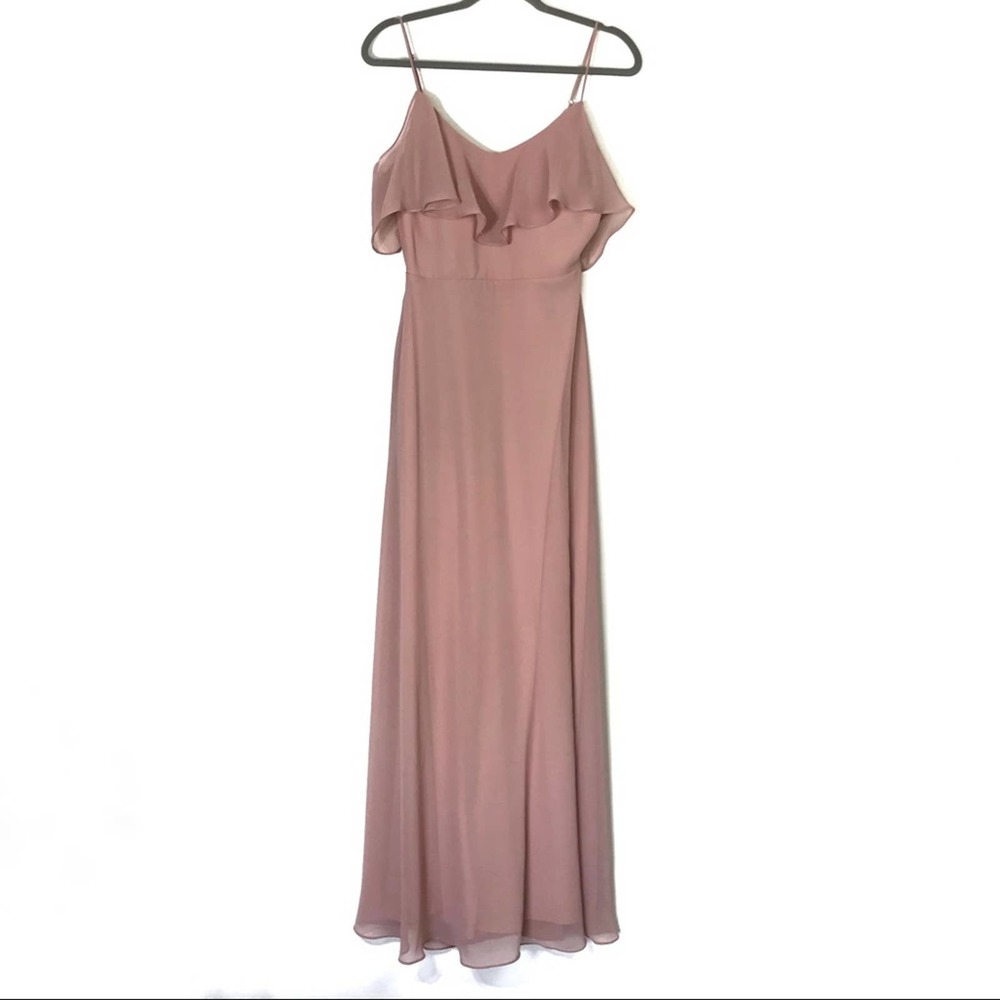 Birdy Grey Jane Rose Quartz Ruffle Maxi Dress S NWT